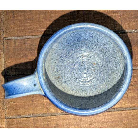 Vintage 1988 Signed Studio Pottery Mountain Moon Motif Round Coffee Mug Blue - Picture 5 of 6